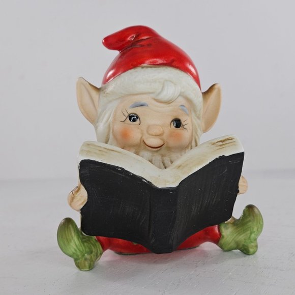 Vintage Homco Elf Reading A Book Figurine Ceramic 5406 Christmas Decor - Picture 8 of 8